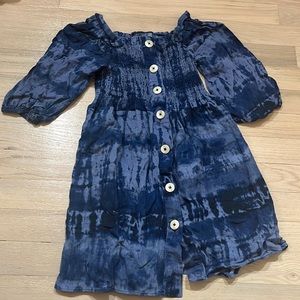 zara size 8 tie dye style denim dress with button up
